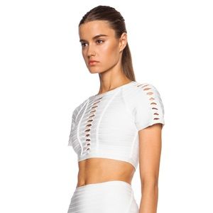 HERVE LEGER JULIANNE CUTOUT CROPPED BANDAGE TOP M